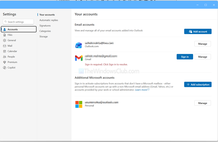 Outlook Accounts