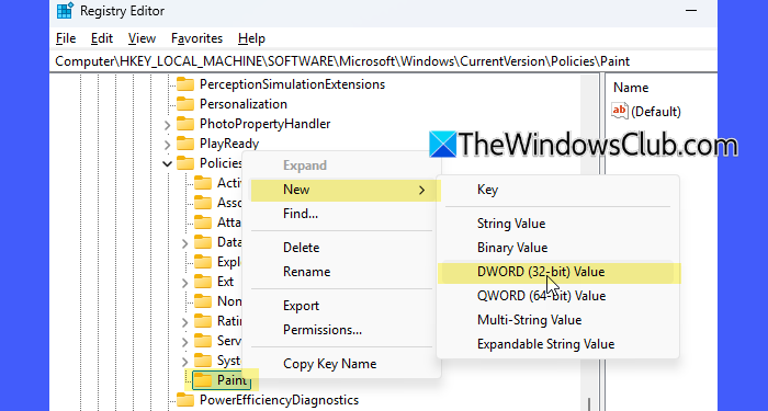 Paint key in Registry