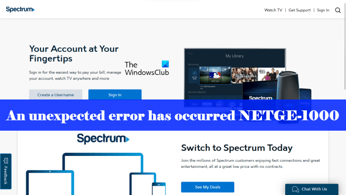 Spectrum error NETGE-1000