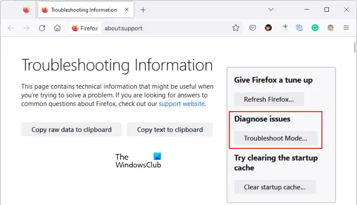 Start Firefox in Troubleshoot Mode