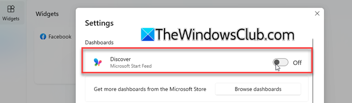 Turn off Widgets Discover Turn off Widgets Discover