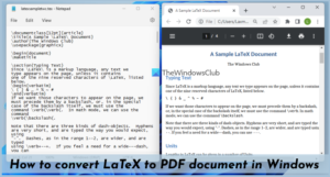 How to convert LaTeX to PDF document in Windows 11/10