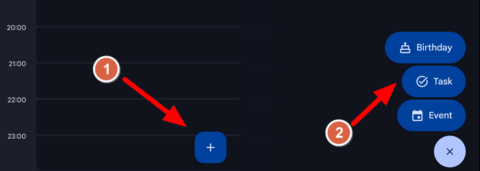 create task on Google Calendar app