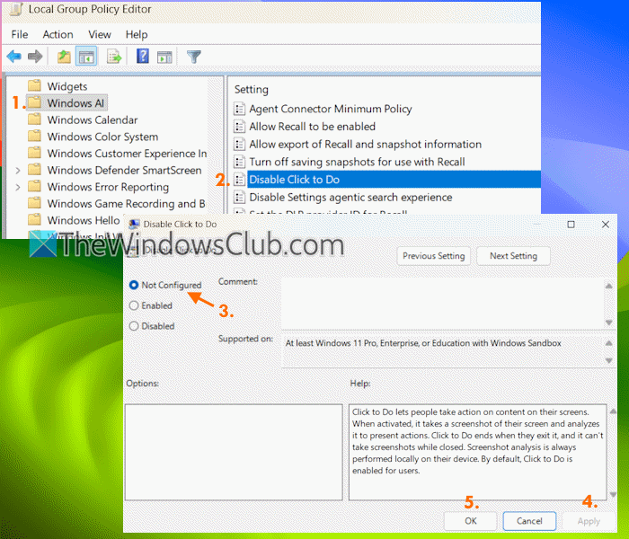 enable click to do group policy