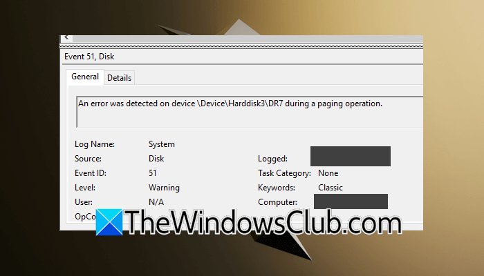 error detected on device paging operation