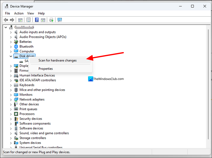 scan for hardware changes on Device Manager