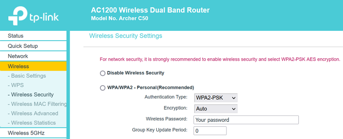 wifi password change
