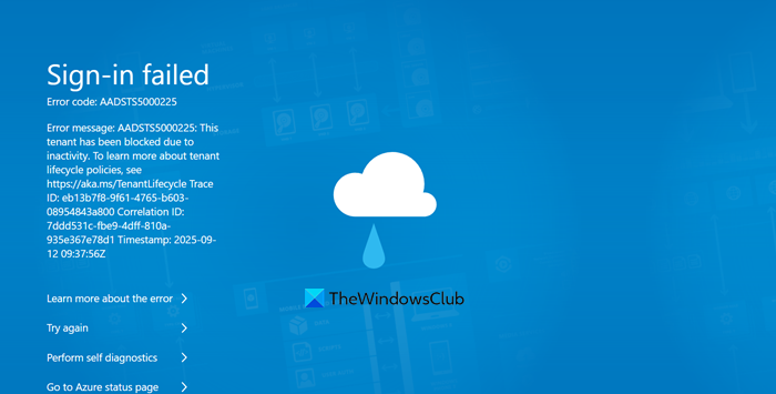 ADSTS5000225: This tenant has been blocked due to inactivity