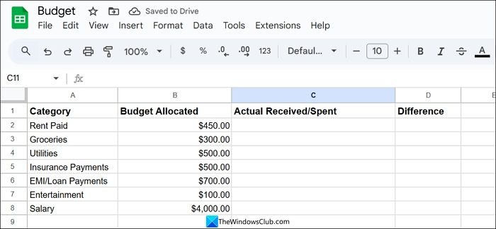 Dashboard sheet