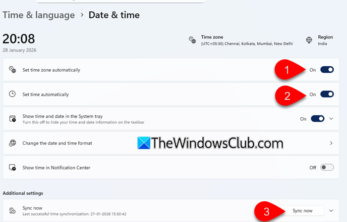 Date and time settings Date and time settings
