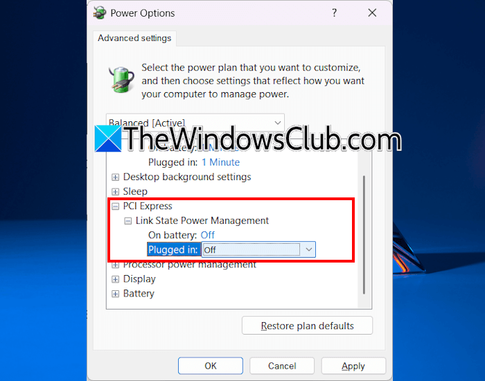 Disable Link Power Management Disable Link Power Management