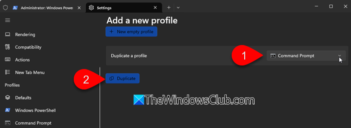 Profilo duplicato nel Terminale Profilo duplicato nel Terminale