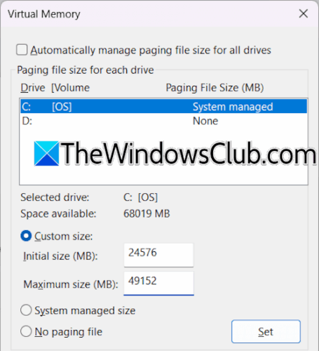 There is not enough free memory to run this program