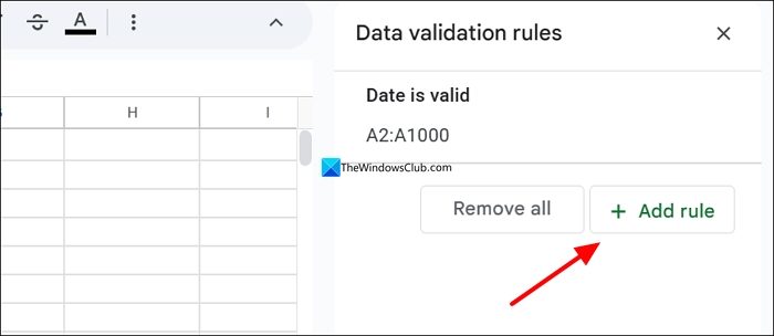 add new rule to Data validation rules