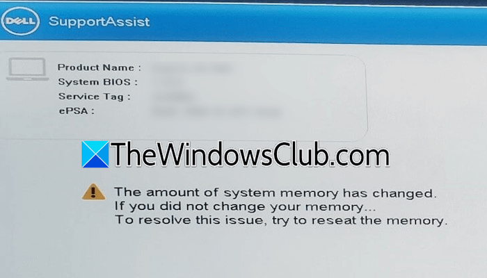 amount of system memory has changed