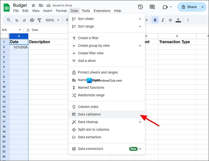 data validation rules on Google Sheets