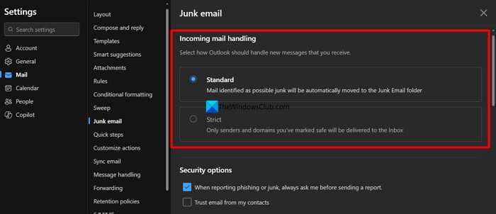 junk email handling