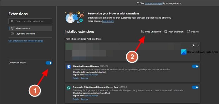 load unpacked extension on Chrome