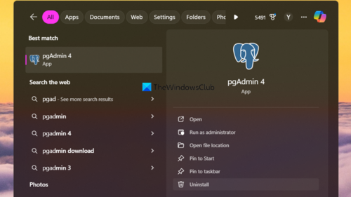 PGAdmin not installing, working or opening in Windows 11