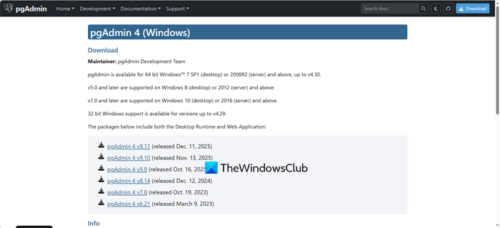 PGAdmin not installing, working or opening in Windows 11