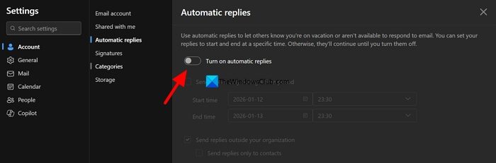 re-enable automatic replies