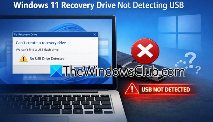 Windows 11 recovery drive not detecting USB