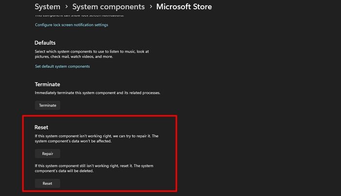 reset Microsoft Store cache