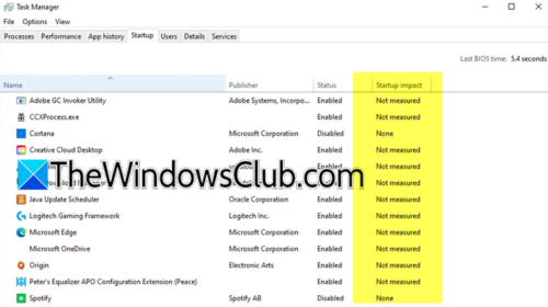 Startup Impact Not measured in Windows 11 Task Manager