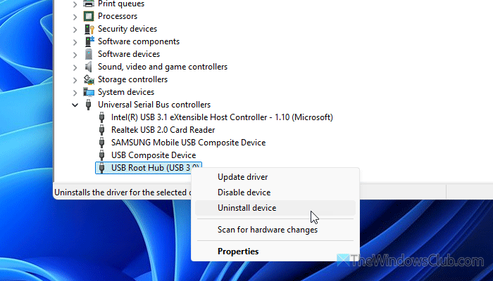 USB Hub not working or slow in Windows 11