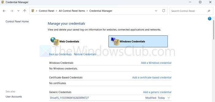 windows credentials