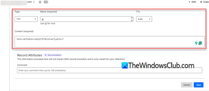 Adding a TXT record for domain verification Adding a TXT record for domain verification