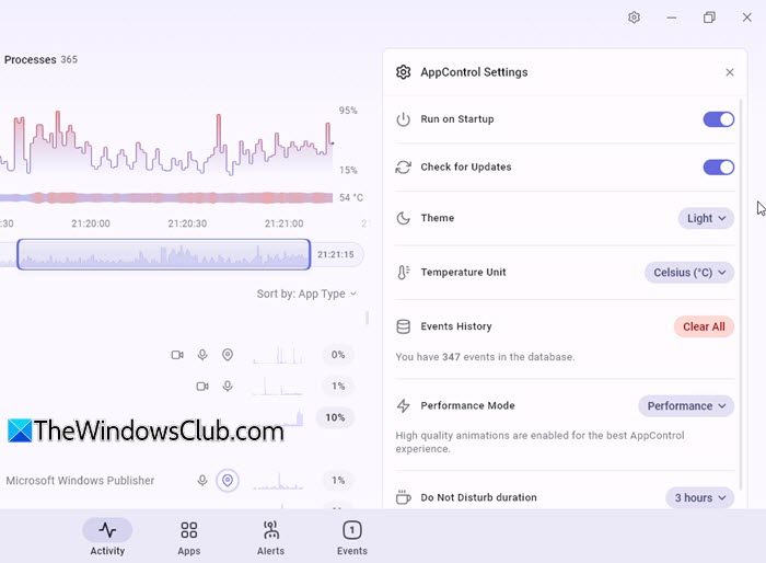 AppControl Settings AppControl Settings
