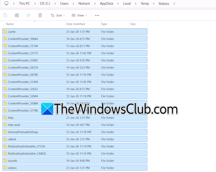 Delete Roblox cache
