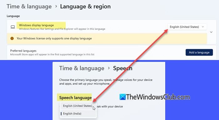 Display and Speech language Display and Speech language