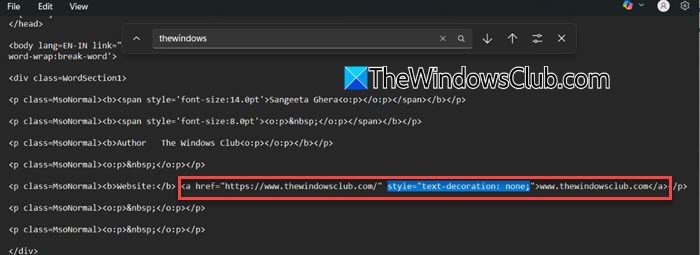 Edit Signature HTML