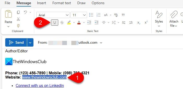 Font formatting option