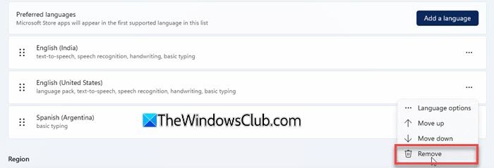 Remove language Remove language