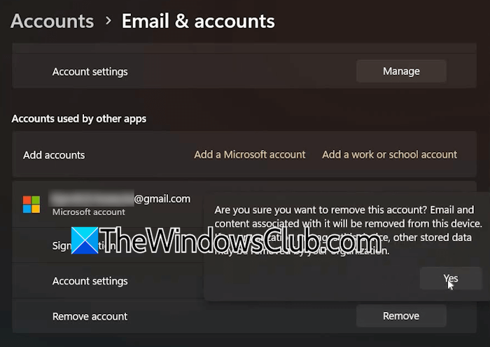 Remove school or work account