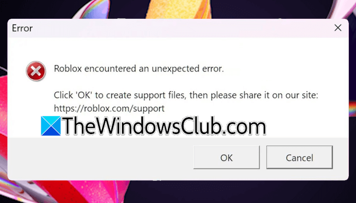 Roblox encountered an unexpected error