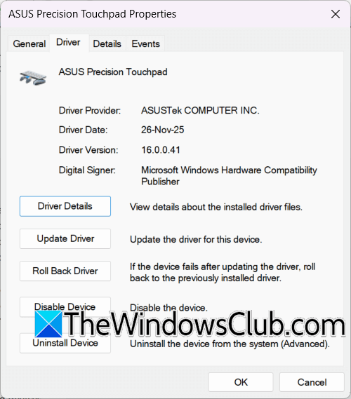 Roll Back touchpad driver Roll Back touchpad driver
