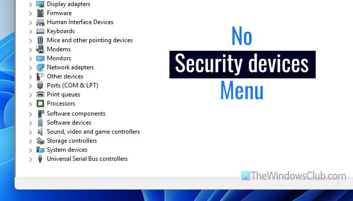 Security devices missing or unavailable in Device Manager