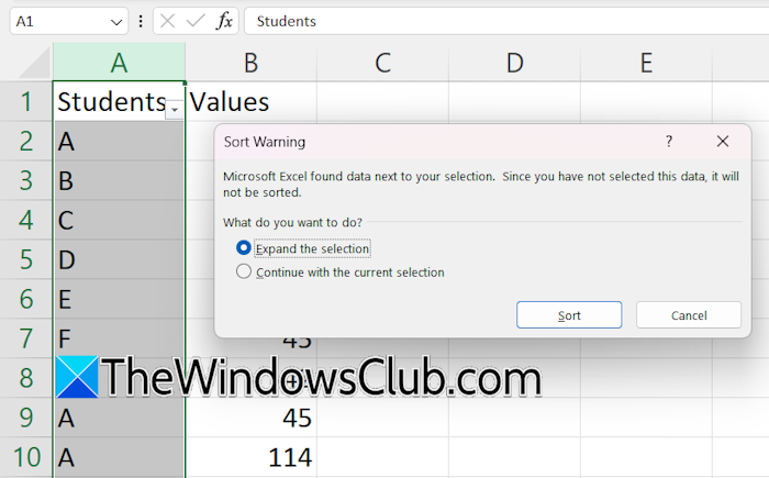 Sort data in Excel Sort data in Excel