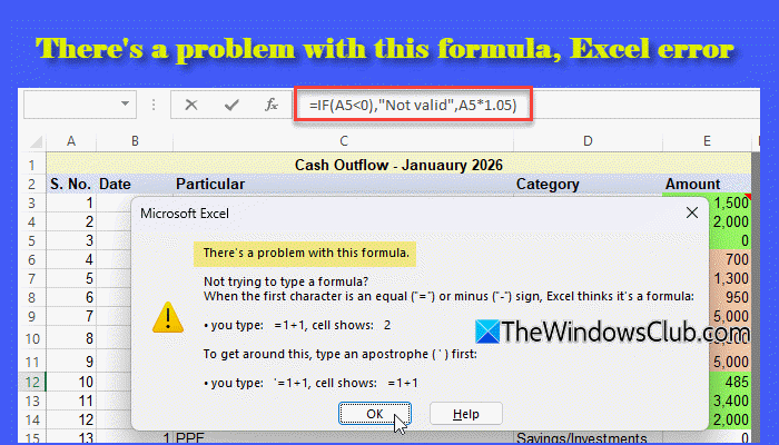 There's a problem with this formula