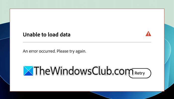 Unable to Load Data Adobe