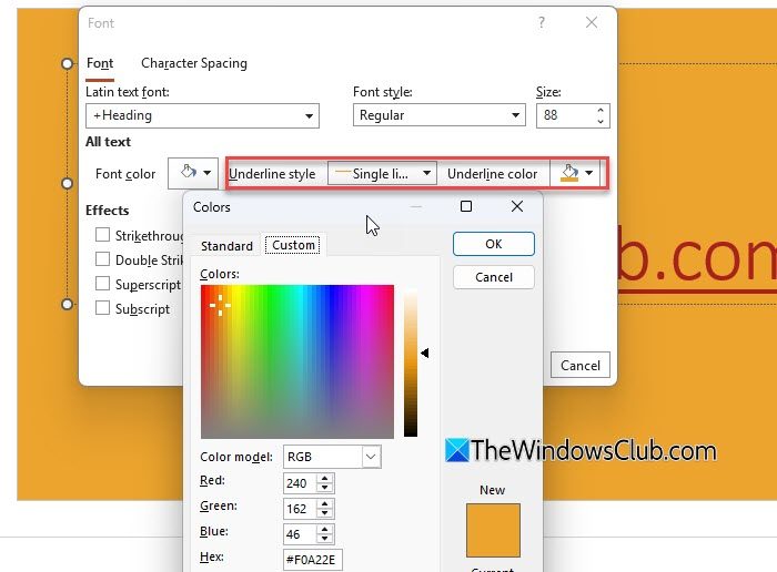 Underline style and color Underline style and color