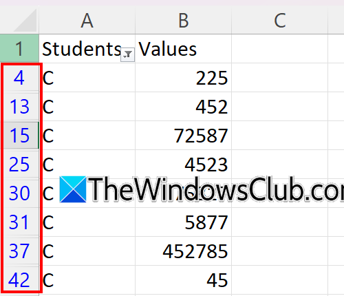 Unsorted data in Excel Unsorted data in Excel