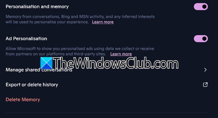 Enable or Disable Personalized Ads in Copilot app on Windows 11