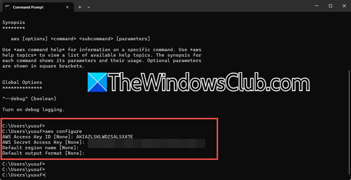 install and use AWS CLI on Windows