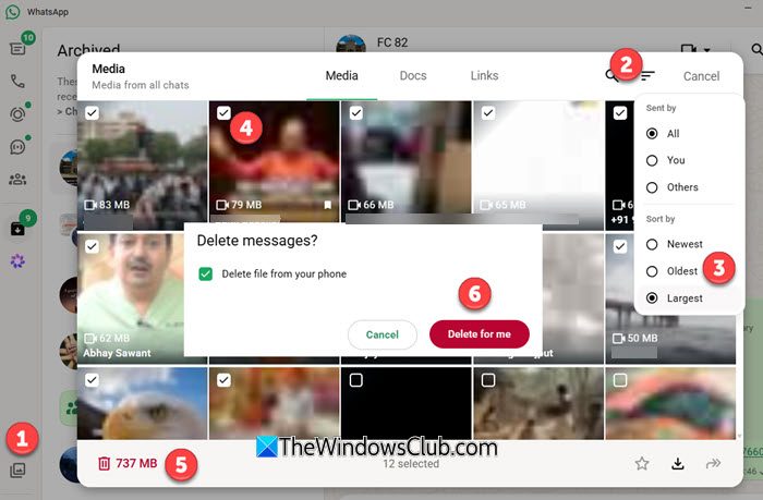 delete WhatsApp files on Windows PC