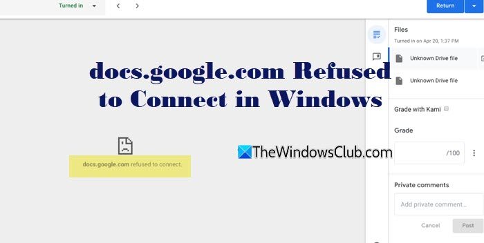 docs.google.com Refused to Connect